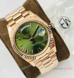 EW Factory V2 Rolex Day-Date 40mm 3255 Olive Green Rose Gold President Watch with NFC card